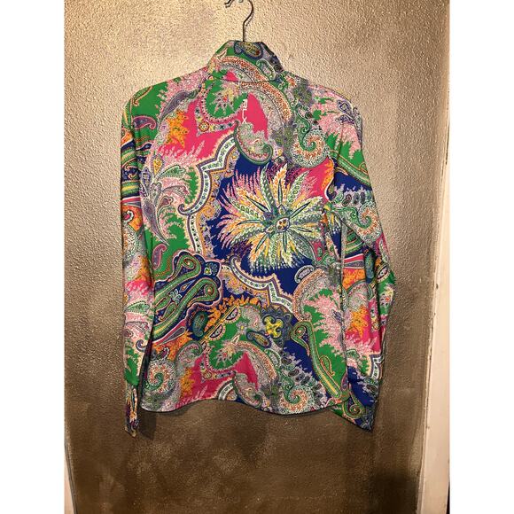 RLX  Ralph Lauren Sporty Athletic Golf Green Paisley Performance Wicking Top - Picture 5 of 9